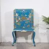 Armoire chinoise laque bleue sur support