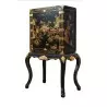 Armoire chinoise laque noire motifs paysages