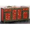 Buffet chinois rouge fleurs et papillons