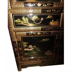 Vitrine chinoise motif paysages