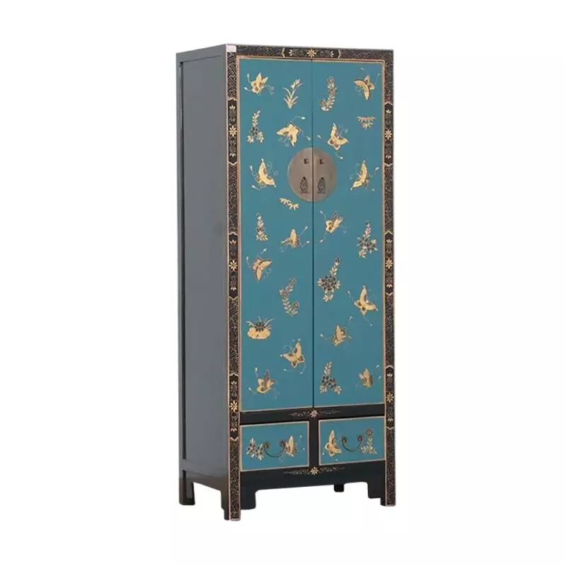 Armoire chinoise bleue papillon