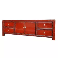 TV cabinet chinese red patina