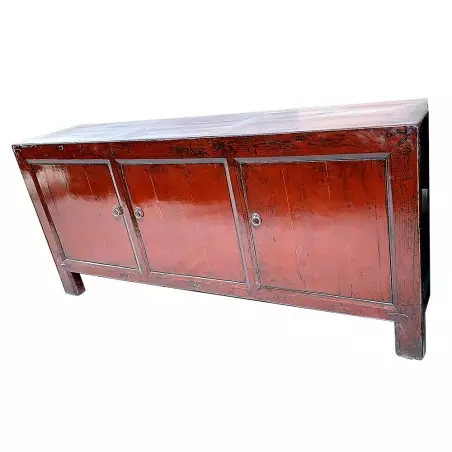 Buffet chinois 3 portes ancien rouge