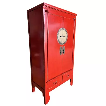 Armoire de mariage rouge en bois massif