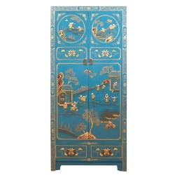 Armoire chinoise bleue aux mille enfants