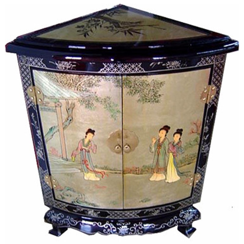 Meuble d'angle laqué chinois 2 portes 53x35x68