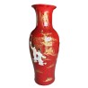 Grand vase chinois rouge incrusté de nacres