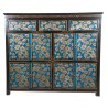 Buffet tibétain bleu motifs floraux