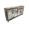 Buffet chinois laqué bicolor argent motif fleurs et oiseaux