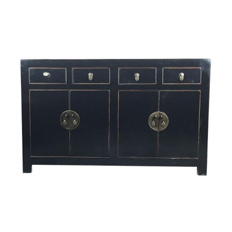 Buffet chinois noir avec rechampis couleur bois