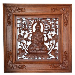 Tableau de bouddha assis en bois