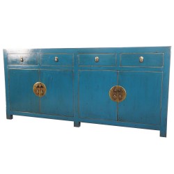 Buffet chinois bleu 4 portes 4 tiroirs