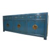 Grand buffet chinois bleu 6 portes 6 tiroirs