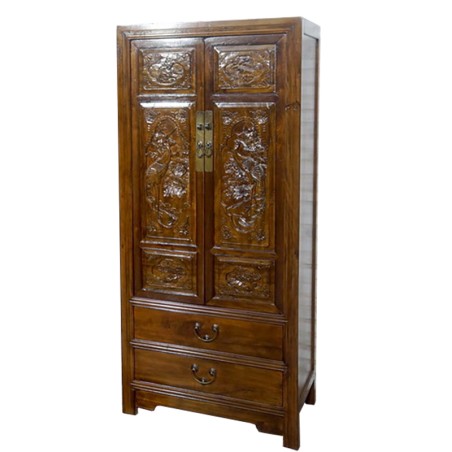 Armoire chinoise portes sculptées artisanalement