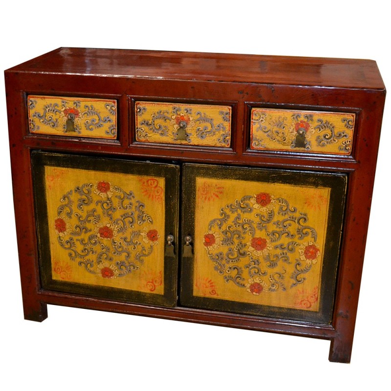 Buffet chinois rouge et jaune