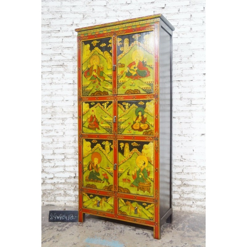 Armoire tibétaine des bouddhas de la compassion