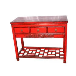 Console chinoise rouge patiné