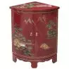 Meuble d'angle chinois rouge motifs paysage