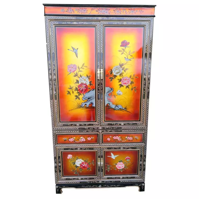 Armoire chinoise laque mordorée