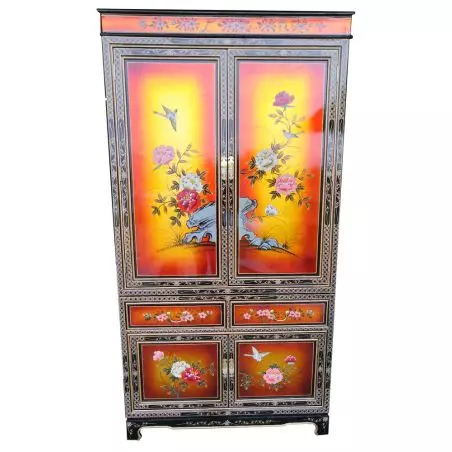 Armoire chinoise laque mordorée