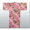 Kimono japonais fleur rose coton 