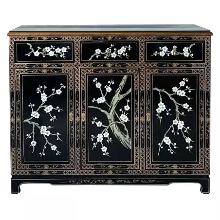 Buffet chinois laqué fleurs de prunier