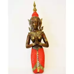 Statue de danseuse thai robe rose