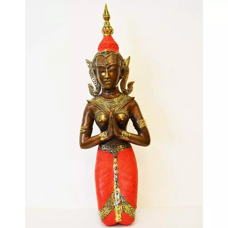 Statue de danseuse thai robe rose