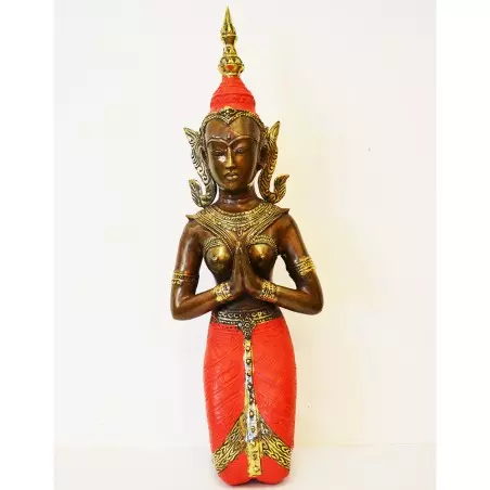 Statue de danseuse thai robe rose