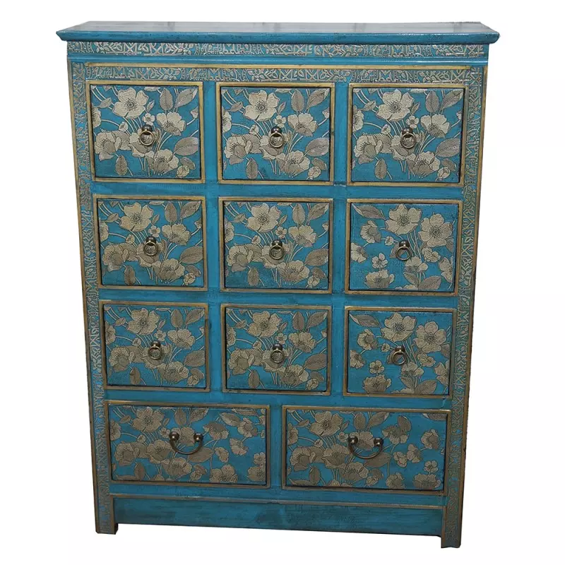 Commode tibétaine bleue