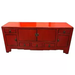 TV cabinet chinese red patina