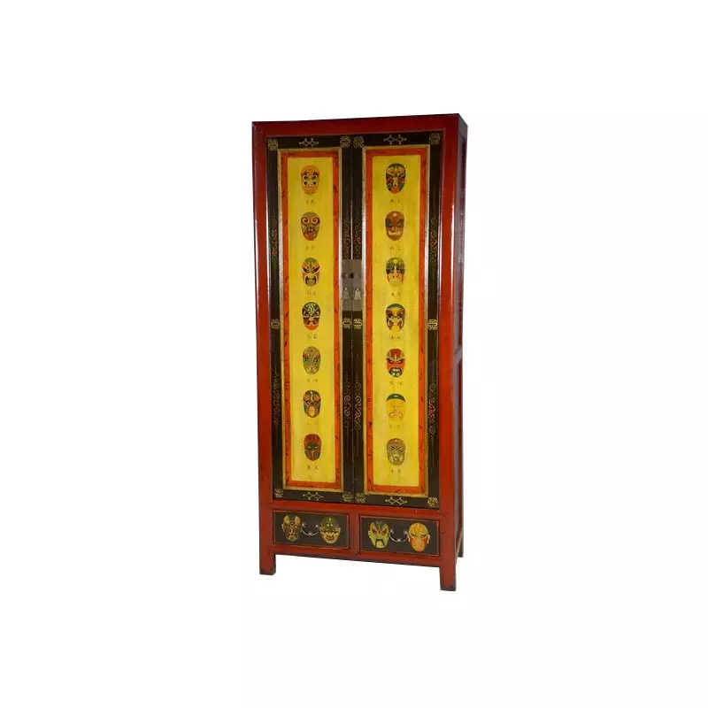 Armoire chinoise rouge à kanji