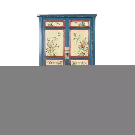 Armoire chinoise bleue portes peintes